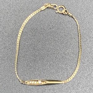 Avon Gold Tone Bracelet Vintage Flat Chain Crystal 7.25"